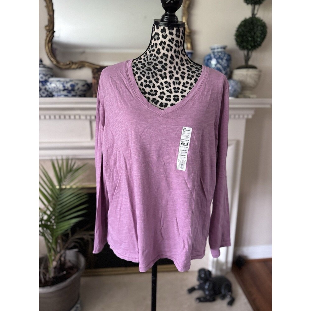 SONOMA THE EVERY DAY TEE Womens Mauve Long Sleeves Size XXL Cotton T-Shirt New